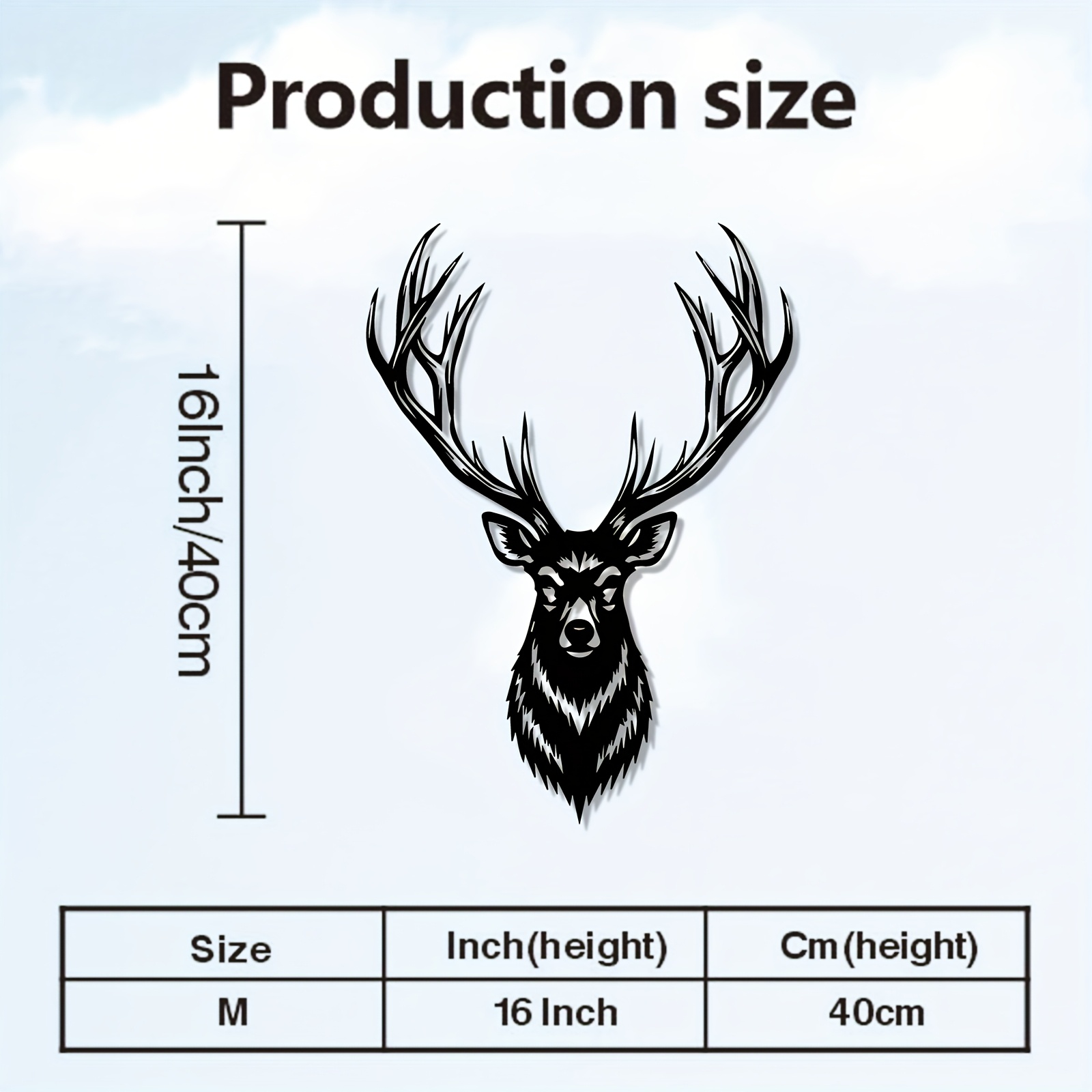 TEMU A Large Metal Wall Art Piece - A Deer With Antlers, Powder-coated Iron, Ideal For Vintage Wall Decor, Christmas, , A Perfect Gift, Holiday Wall