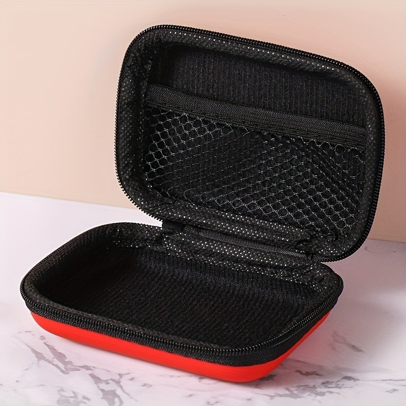 1pc EVA Headphone Storage Bag with Zipper - Portable Wireless Earbud Case & Cable Organizer, Durable Plastic, Mixed Color Shell