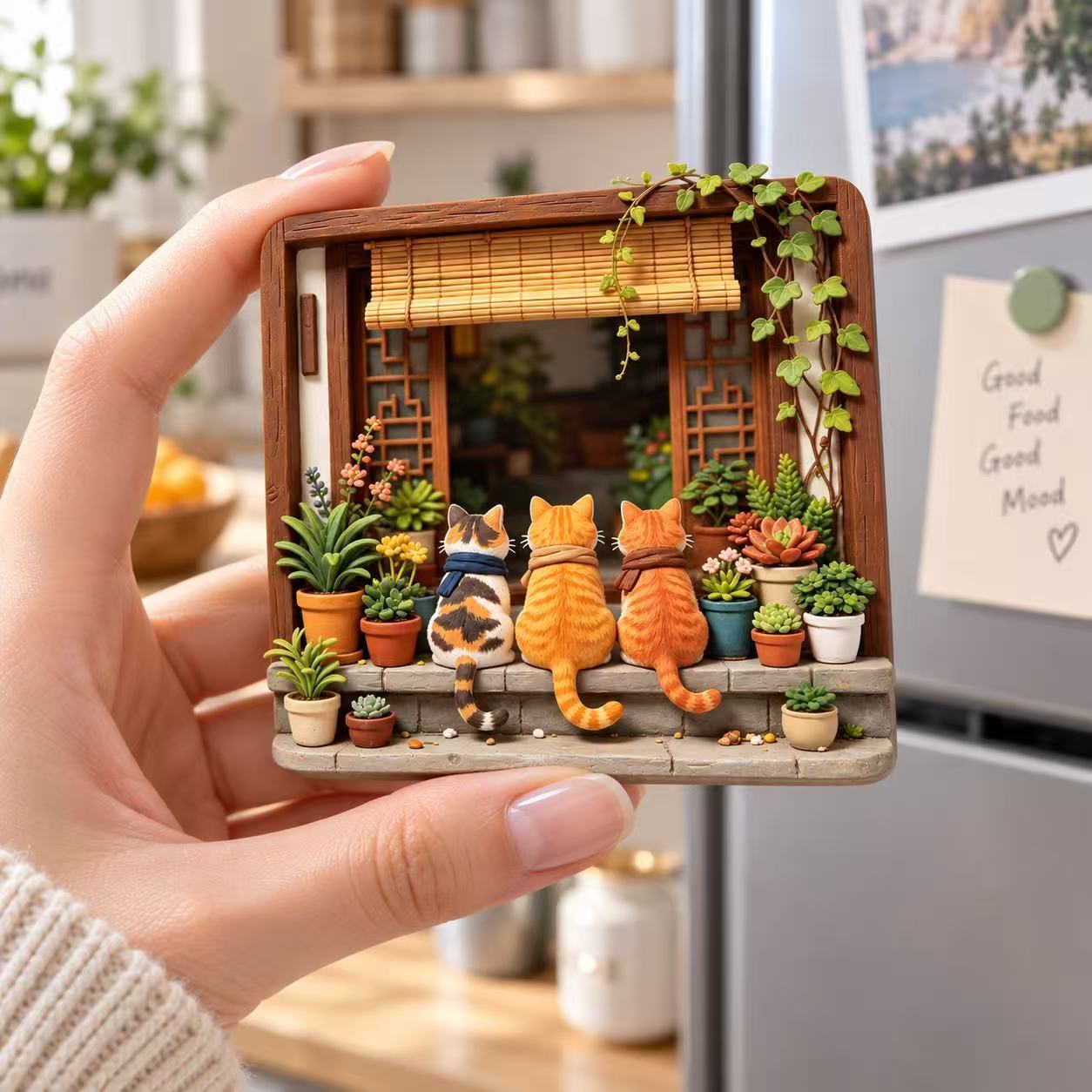 TEMU Aimant de réfrigérateur 1 pièce, silhouette de chaton 3D en , aimant magnétique en résine, aimant décoratif créatif - Convient pour cuisine,