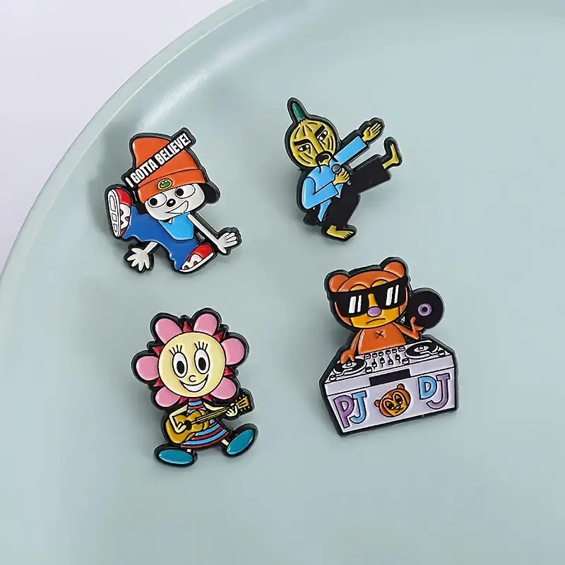 TEMU 【4個セット】可愛い漫画キャラクター バッジ - シャツ、セーター、リュックに最適なキュートなアクリル製とラップピン - おしゃれなスアイテム、ギフトにも最適、普段使いに、遊び心のあるデザイン、丈夫なピン、手作りディテール、ファッション好きに