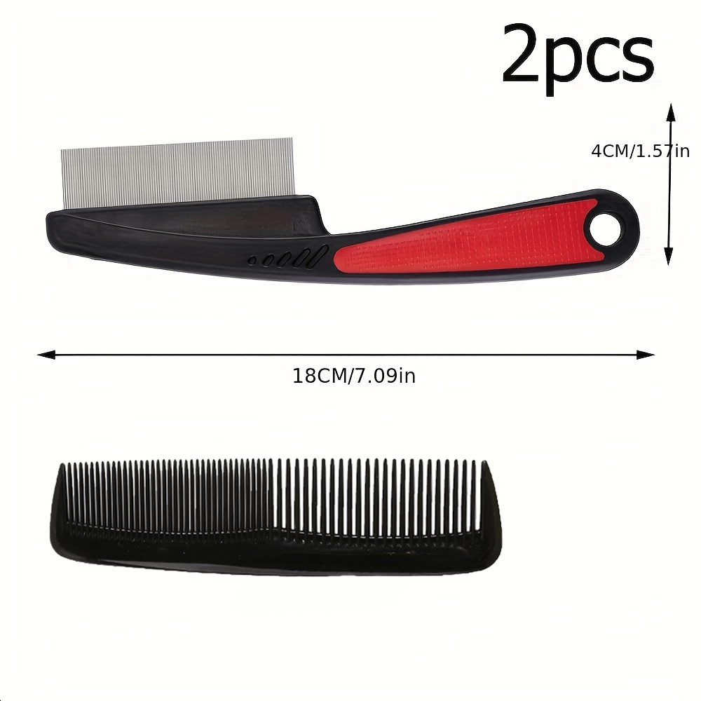 2pcs Set Of Stainless Steel Fine-tooth Combs: Ergonomic Abs , Gently Combs The Hair Of Adults& Pets, Removes Dander And Protects The Scalp, Easily Pet Hair Loss Issues, Stylish Hair Care Tool