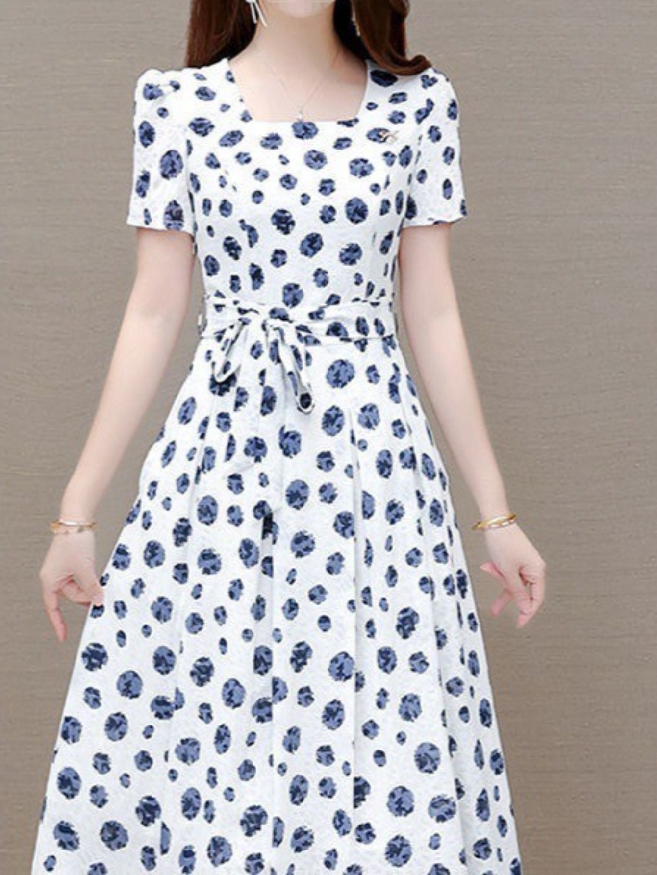 Womens Short Sleeve Printed Dress 2026 Summer