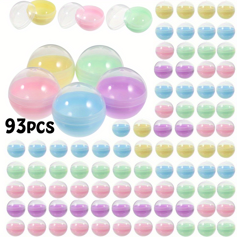 93pcs translucent macaron color gashapon shells 2in empty vending machine capsules small plastic container for easter party favors themed color random