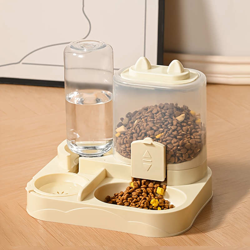 Automatic Gravity-Fed Cat & Dog Feeder and Water Dispenser Combo with Name/Text Personalization - Dual Wet/Dry & Water System, Auto Refill (No Batteries), -Spill, Suitable for Kittens and Puppies