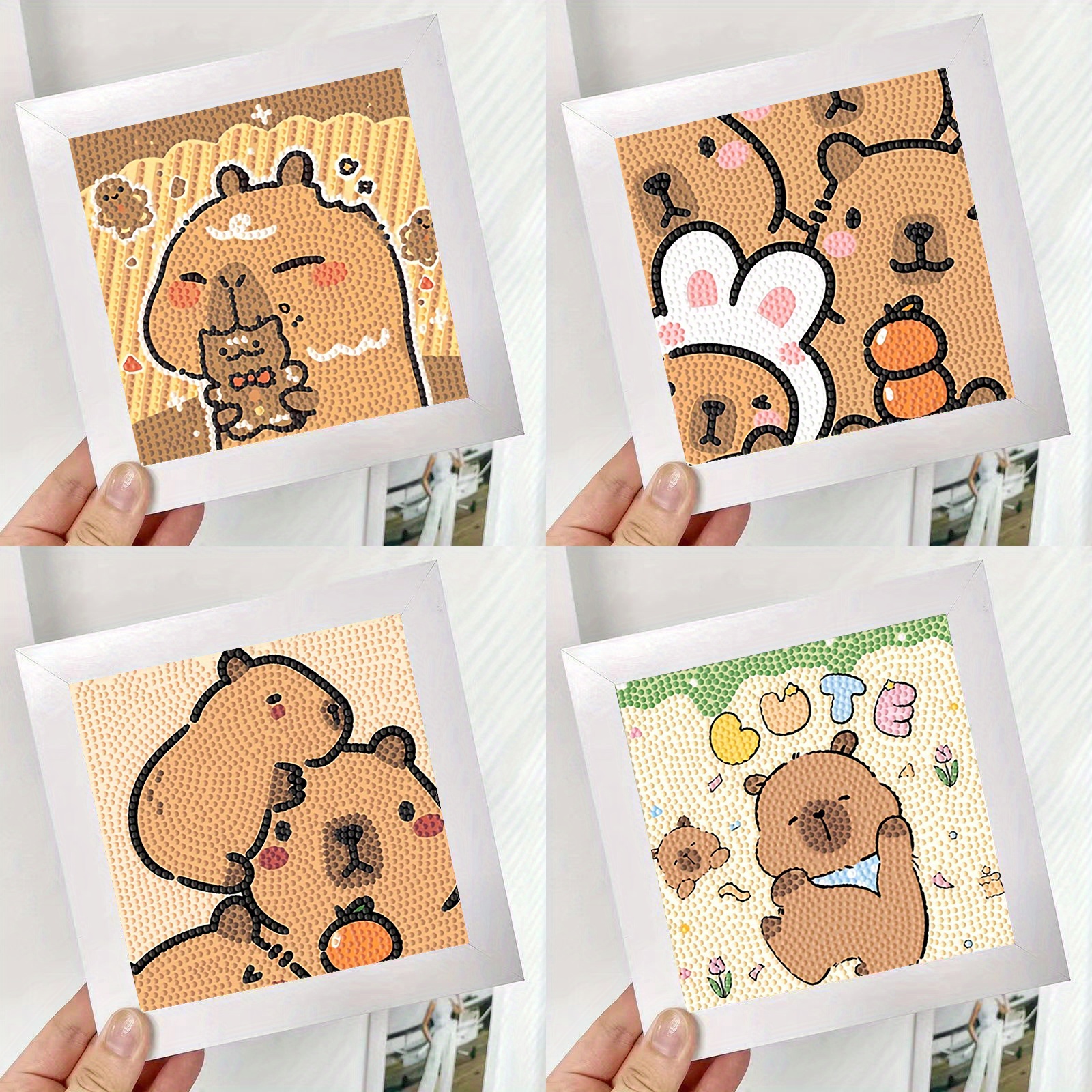 MEZHEN Diamond Painting Per Bambini, 2 Quadri Con Cornice A Tema Capibara, Kit Fai Da Te Con Strumenti Inclusi, Decorazione Parete - 2