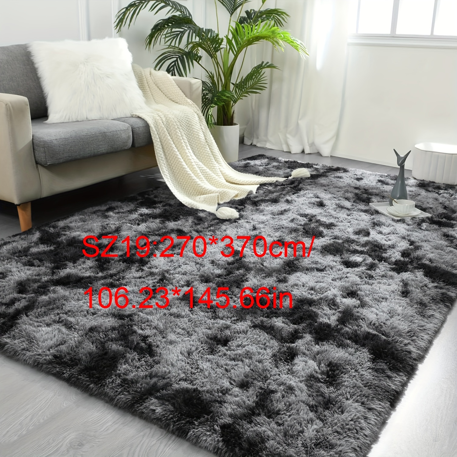 TEMU 1pc, Long Plush Rug, Fluffy Bedroom Rug, Rectangular Bedside Rug, Living Room Rug, Suitable For Bedroom, Living Room, Lounge Area, Bedside,