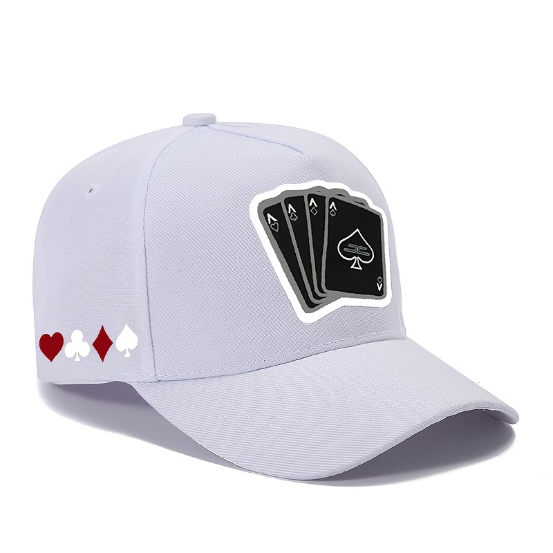 TEMU 1pc Printed Playing Card Side Printed Suit Pattern 5pcs Baseball Cap Unisex Trucker Hat Breathable Adjustable Golf Hat Men Women Summer Fashion