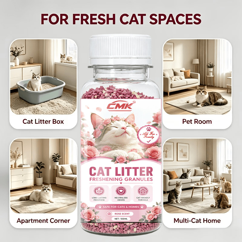 100ml cat litter deodorizing fragrance   suitable for   of all types of litter boxes   a gentle rose     neutralizes litter odors simply sprinkle     litter or mix with cat litter Product details 8