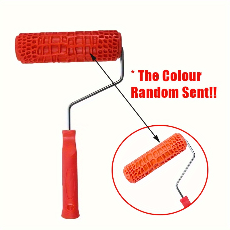 Textured Pattern Paint Roller With - Durable Metal And Plastic Construction, Decorative Wall Painting Tool For Wall, Fence Random Color