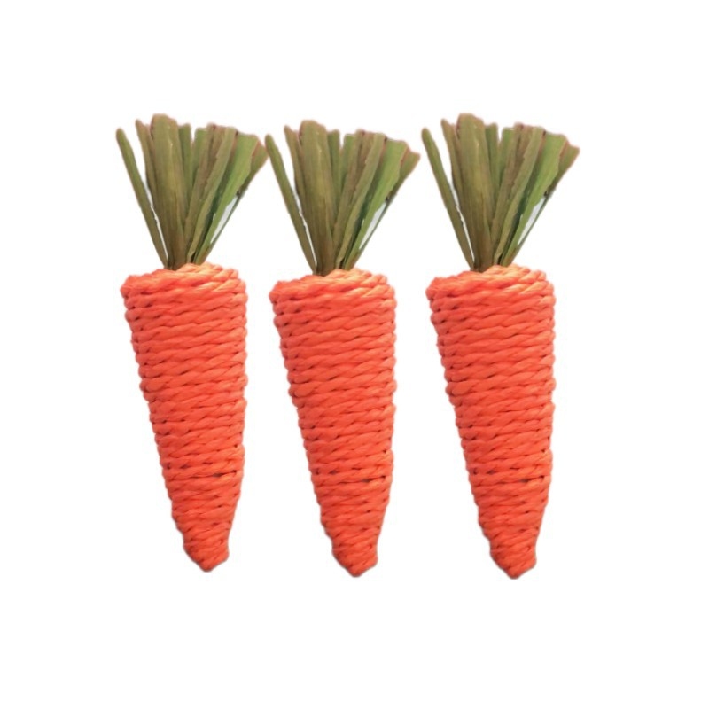 8pcs Hand-Woven Paper Carrot and Corn Cob Molar Toy for Small Pets