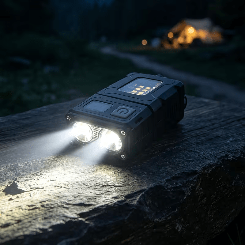 TEMU Linterna Mini Portátil, Linterna LED Recargable con Base Magnética, Cabeza 90°, Luz Lateral COB, Pantalla Digital de Energía, 7 de Iluminación,