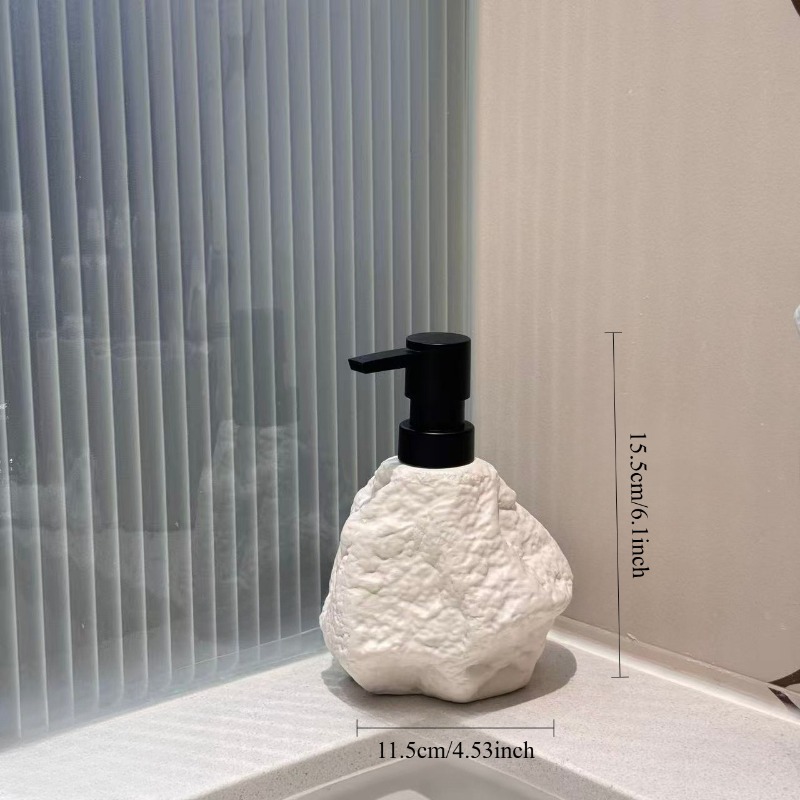 1pc Nordic Ins Style Rock-Shaped Ceramic Press Bottle, High Aesthetic Shampoo Shower Gel Hand Soap Dispenser, Large Capacity Multi-Purpose Refill Bottle, Making Your Bathroom More Tidy, Fresh, Clean And Beautiful, Suitable for Bedroom, Bathroom