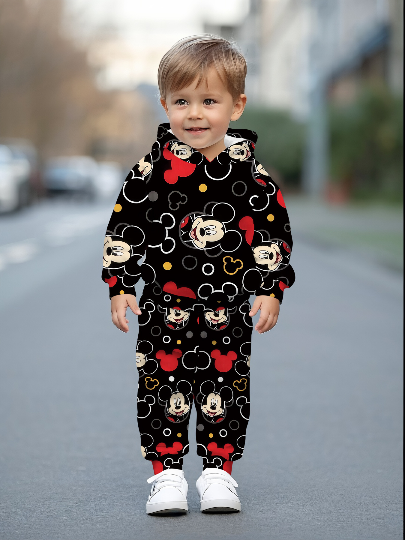 2-delig Jongens Disney Black Full Print Mickey Thema Digitale Print Design