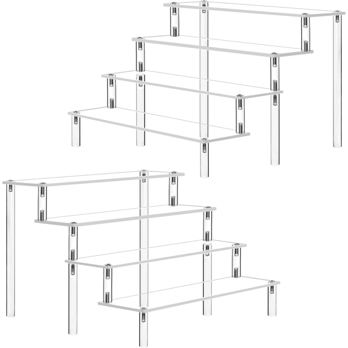 TEMU 2er-Set Vierfach Acryl Display Regal, Acryl Vertikaler Rohr Display Ständer ist beliebte Figur, Transparentes Desktop Aufbewahrungsregal, Kann