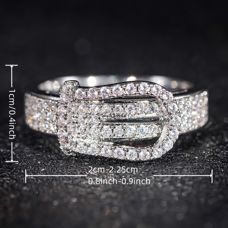 Zirconia Belt Buckle Ring Copper Base April - Party & Daily Accessory