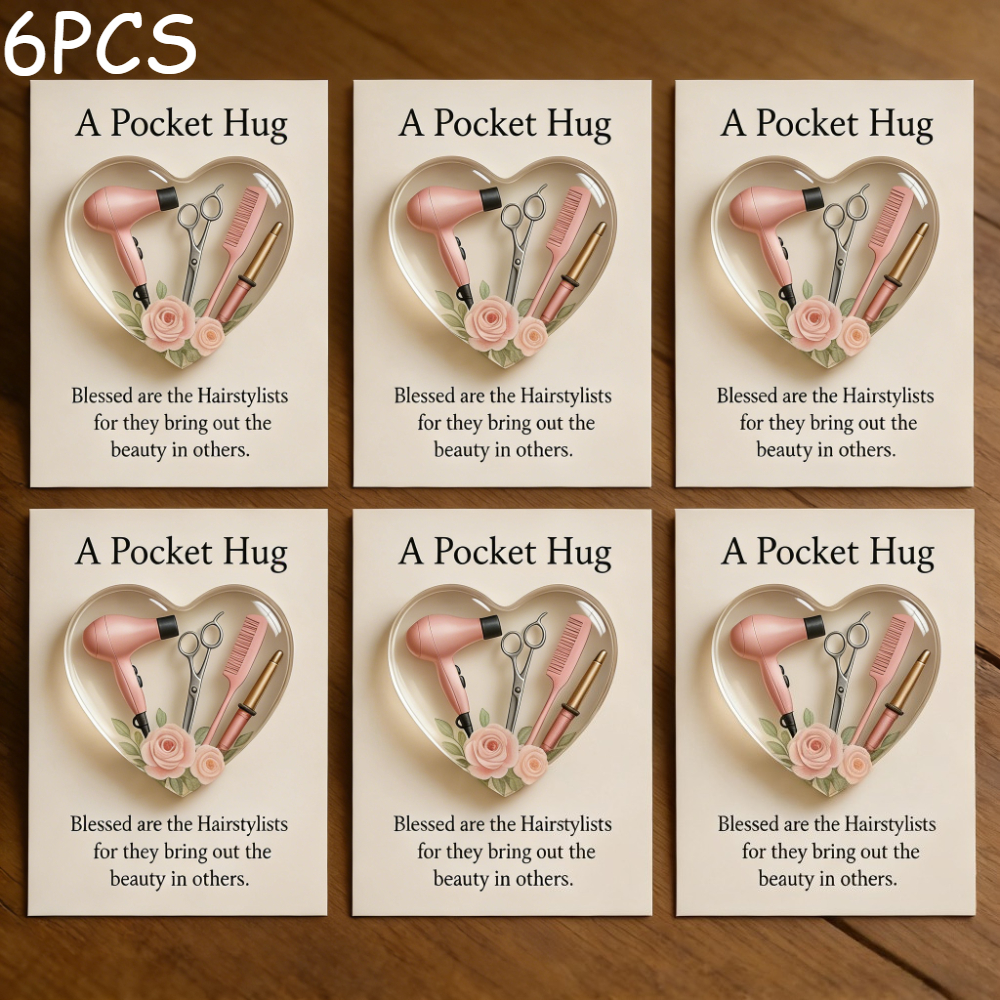 TEMU 6pcs Love Hairdressing Acrylic Gift Card