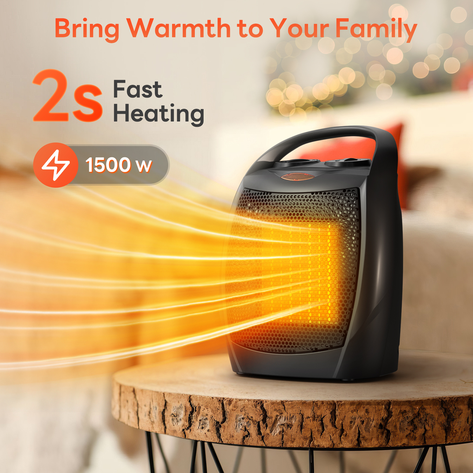 

Portable Electric Space Heater With 1500w / 750w, Equipped With A Thermostat, Safe And Quiet Ceramic Heating Fan, Heats Up To 200 , Suitable For Indoor Use On Office Desks, Available In Silvery/black.