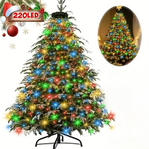item picture 220 led christmas indoor waterfall string lights 11 strands of 78 74 inch waterfall tree lights 8 lighting usb powered string lights high brightness bead lights dark green cord lights suitable for indoor outdoor christmas trees