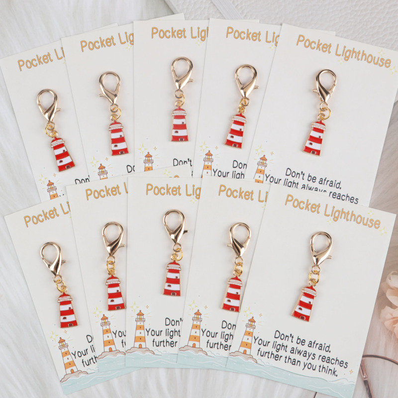 TEMU 10/14pcs 2d Interesting Lighthouse Series Keychain Set, With A Pocket Lighthouse Card. Suitable For Long-distance Companionship, Starting A New