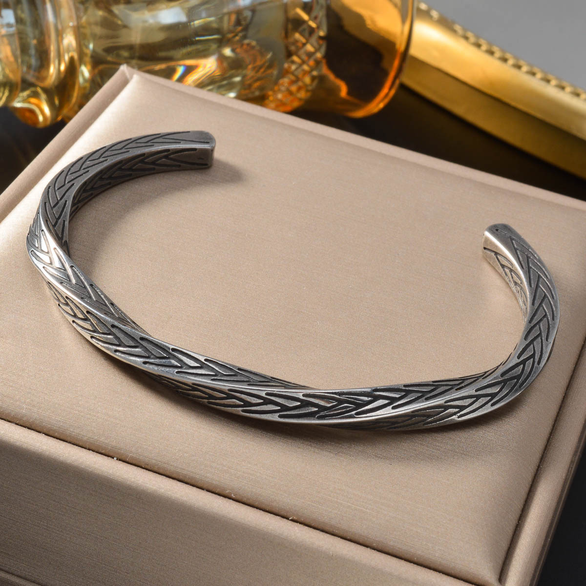 Hip-Hop Style Woven Totem Twisted Texture Open Bracelet