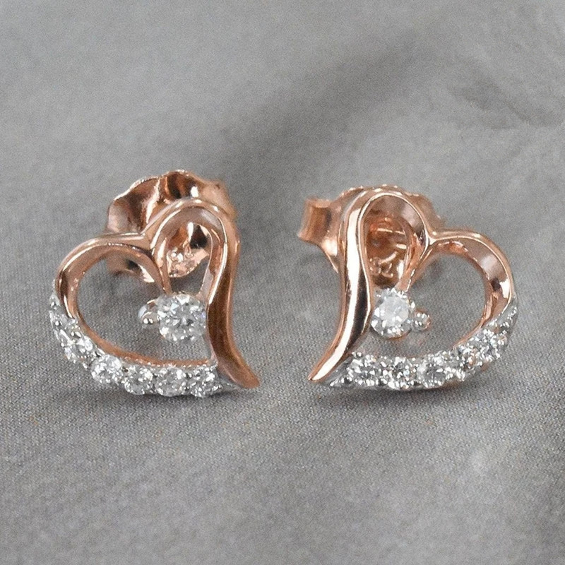 Image of Heart-shaped Earrings With Exquisite Zirconia Inlay, Perfect For Women To Wear Or At Parties On Valentine's Day