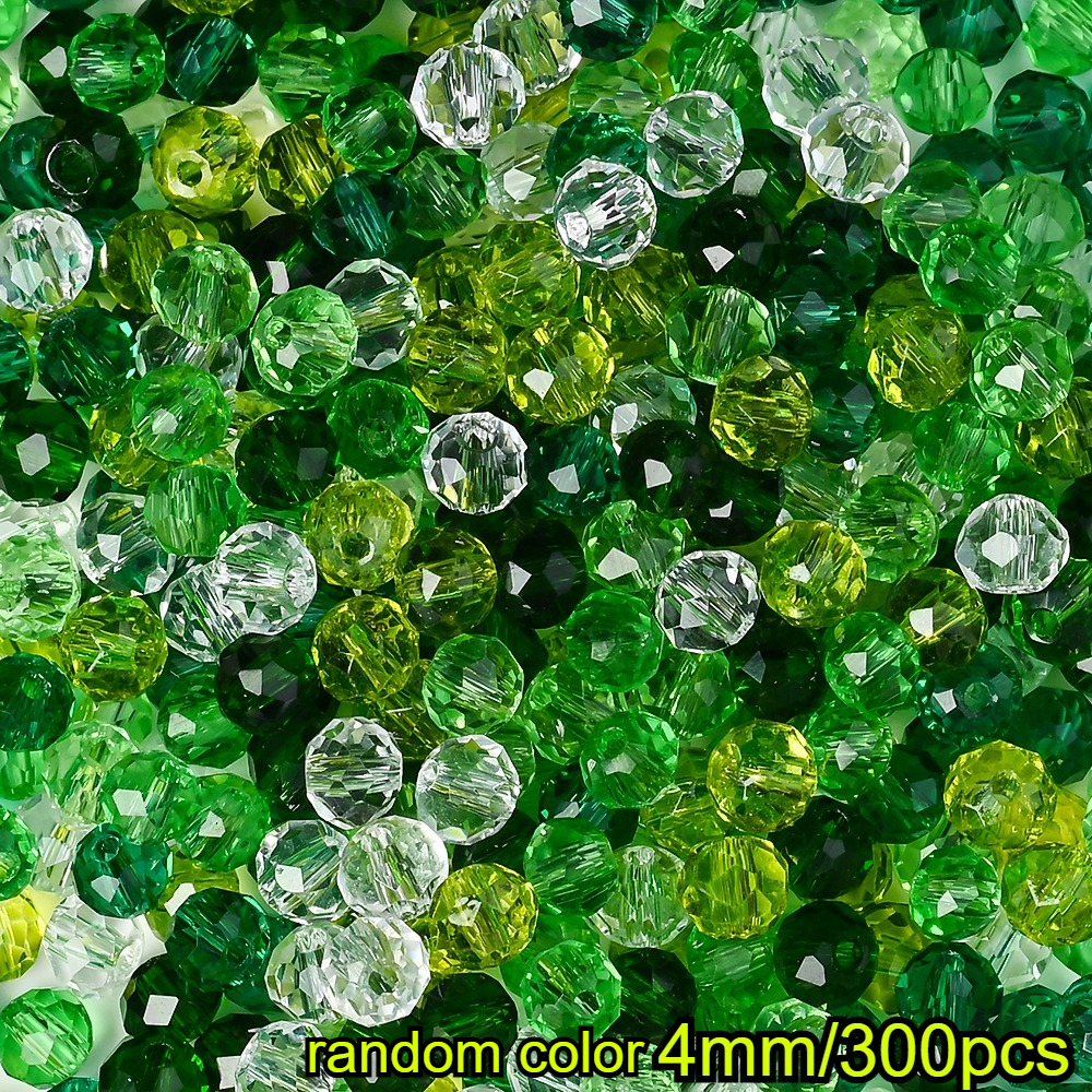 TEMU 8/6/4/3mm Random Mixed Green Glass Rondelle Beads Sparkling Transparent Beads For Jewelry Making Diy Bracelet Necklace Earring Accessories