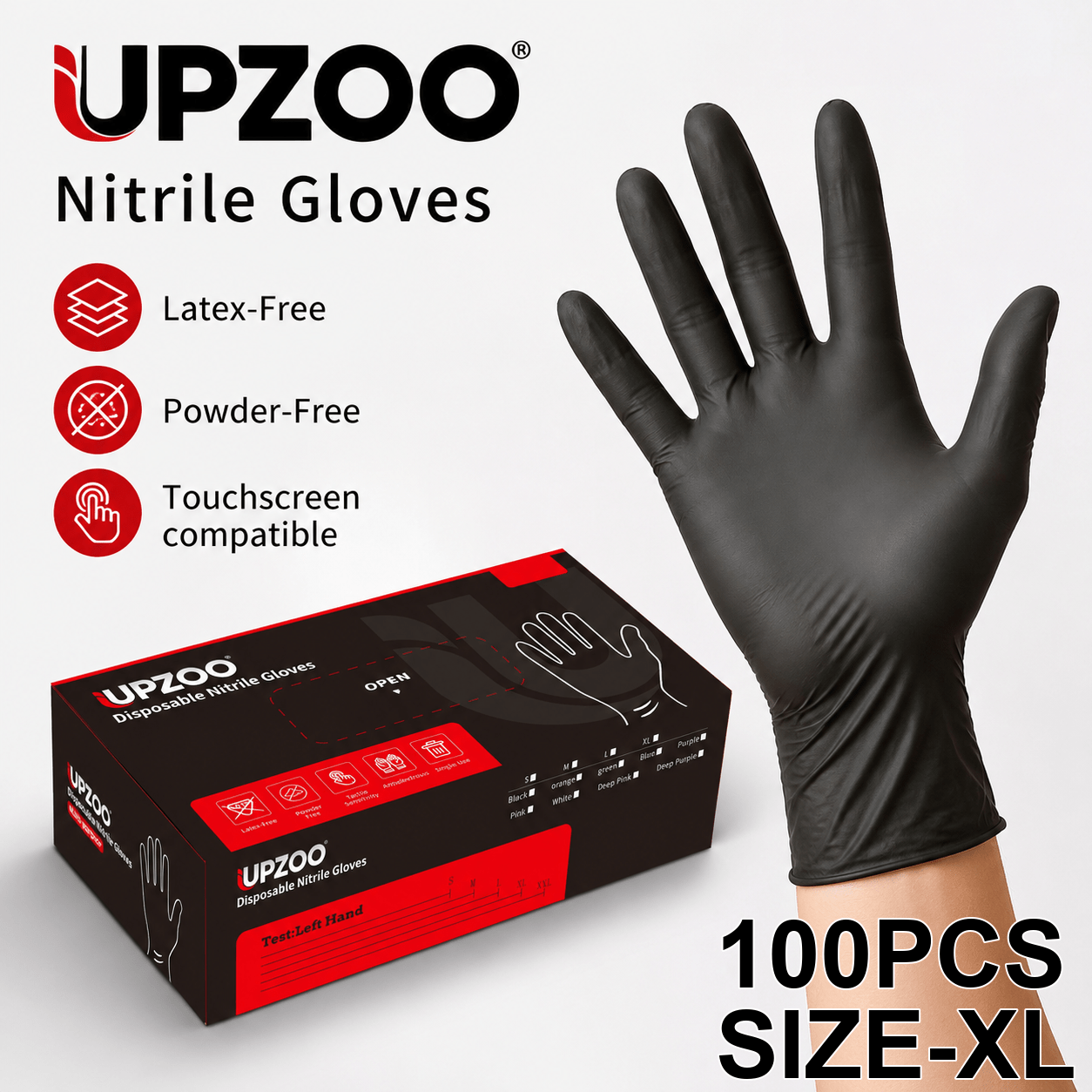 TEMU Boîte de 100 gants jetables en nitrile noir, imperméables, antidérapants et avec une élasticité, adaptés à la peinture, au bain des animaux, au