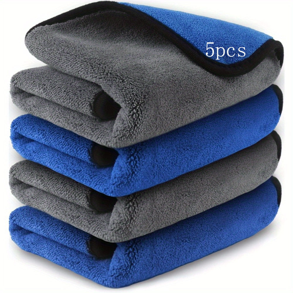 

5pcs Microfiber Suede Car Towels - , Extra , Non-woven Polishing, Washing And Drying Cloth