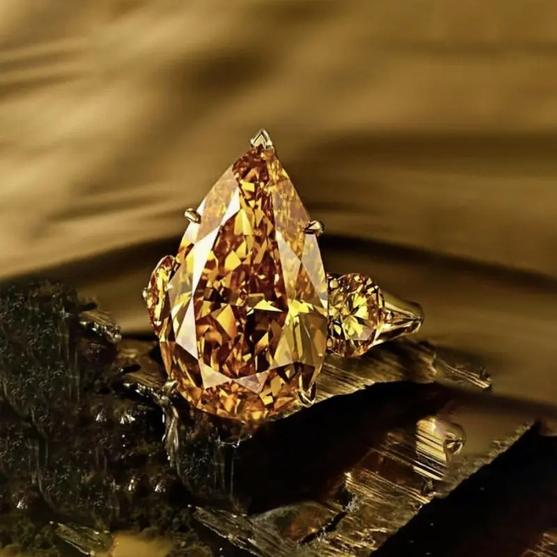 18K Gold Plated Teardrop Yellow Zirconia Ring