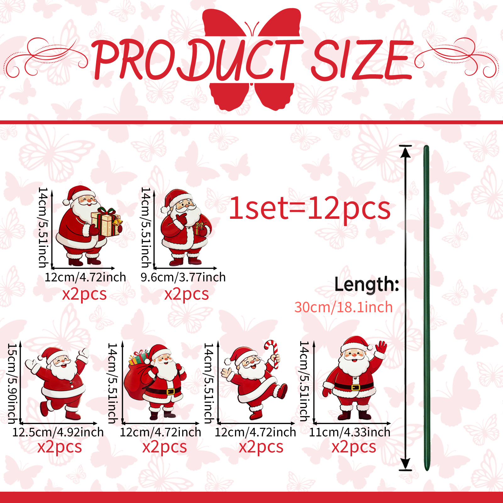 TEMU 【3d】 [3d] 12pcs Set Of Christmas Santa Claus Garden Ground Stakes, Christmas Winter Snow Scene Garden Atmosphere Festive Decoration Ornaments,