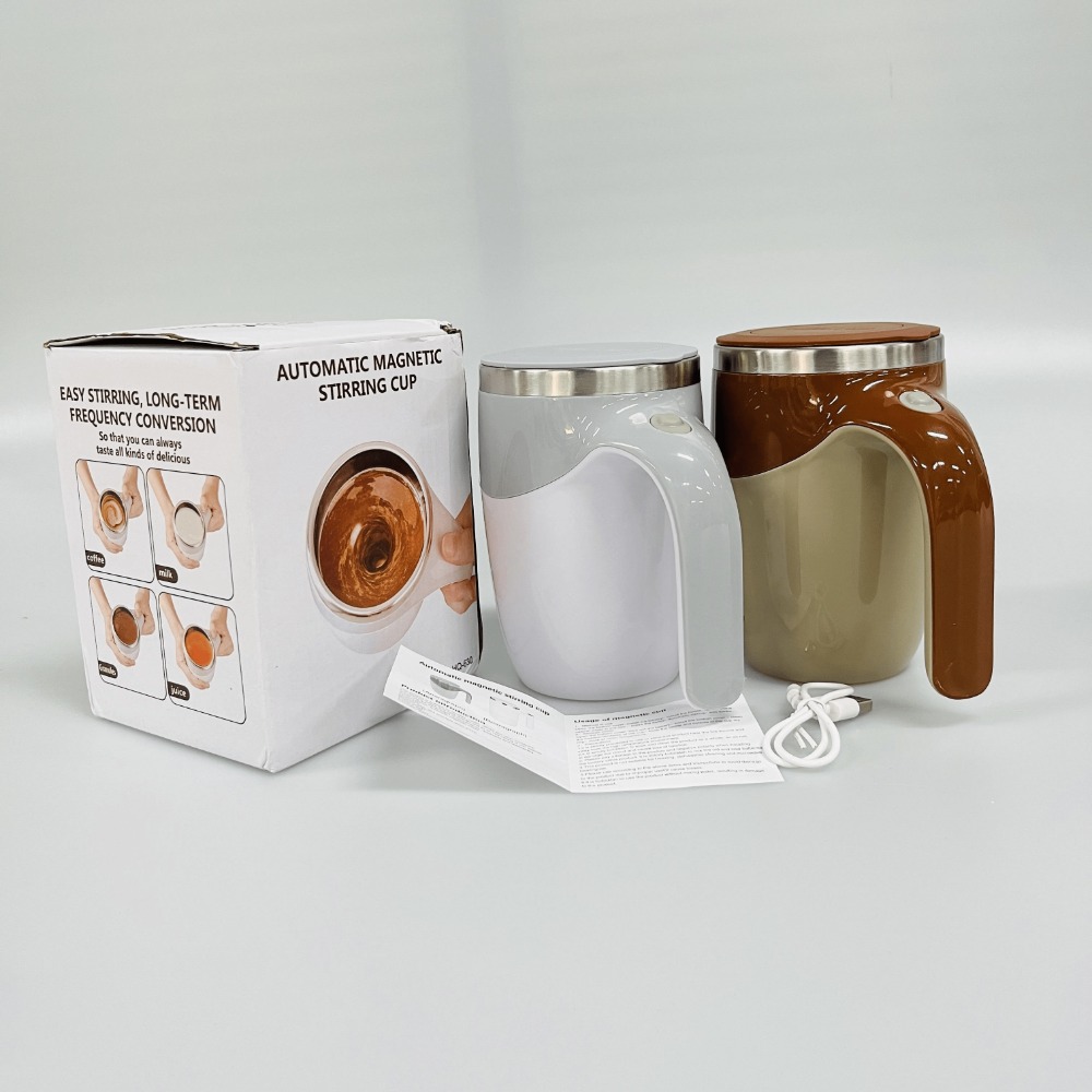 TEMU 2pcs Intelligent Automatic Stirring Cups With Operation And Magnetic Cover - Electromagnetic Stirring Coffee Cups, Automatic Fun Self-mixing
