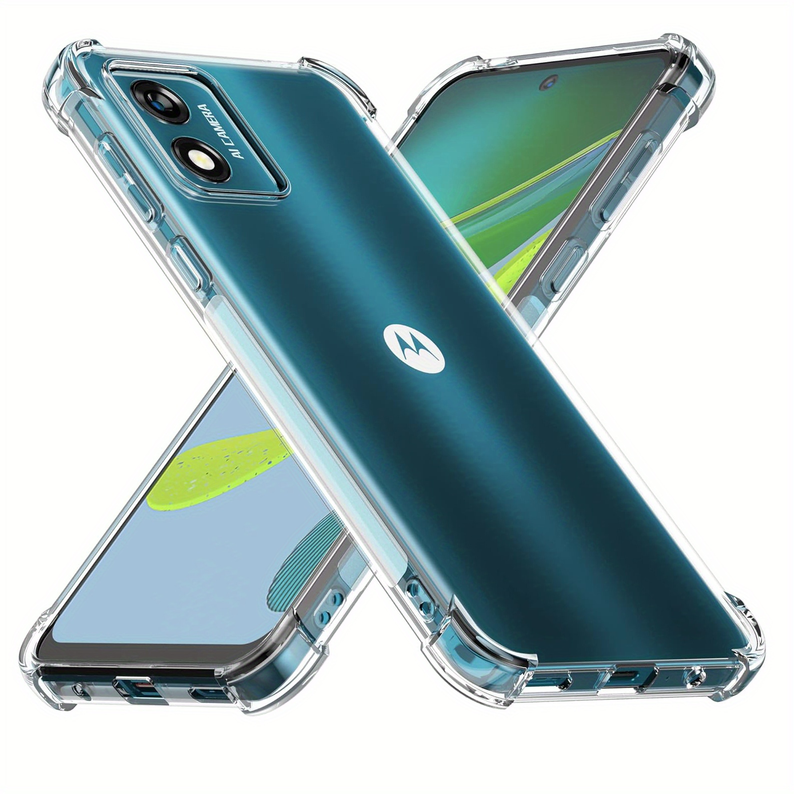 phone case case for motorola for moto e13   cover with reinforced corner bumper   anti scratch shockproof flexible tpu phone case for moto e13 transparent