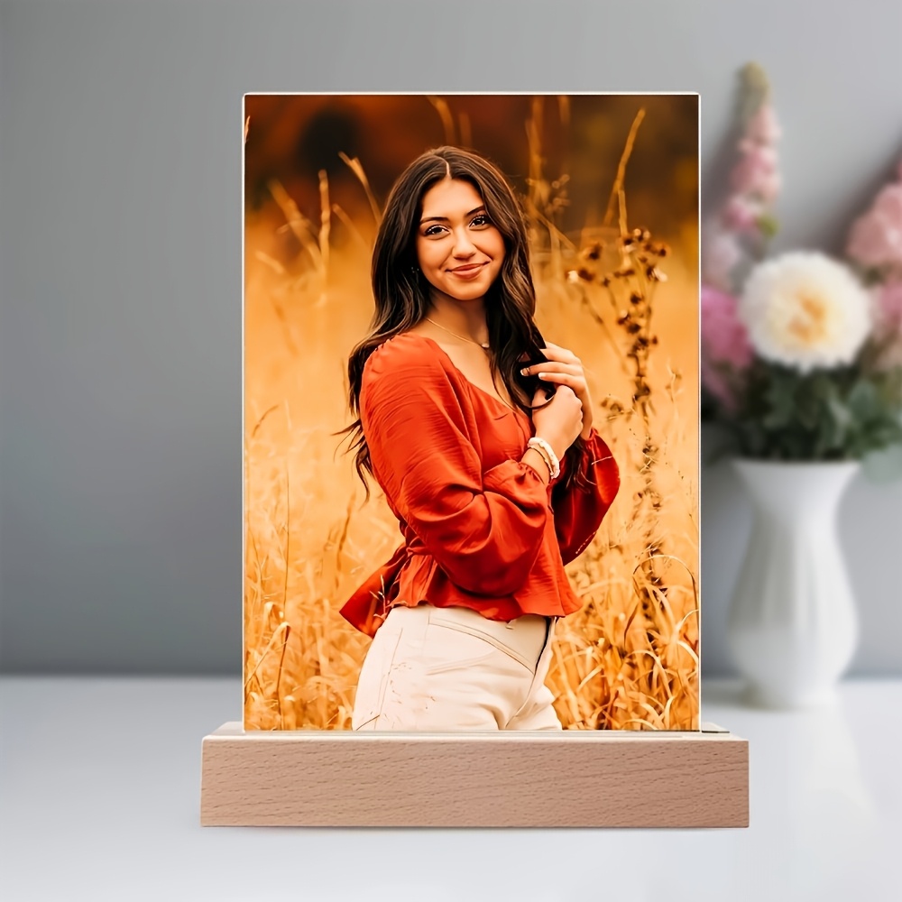 TEMU 2d Flat - [2d Flat] Custom 2d Flat Photos In Acrylic With A Wooden Frame, Home Office Decoration, A Unique Gift Idea, Designed In Autumn Style,