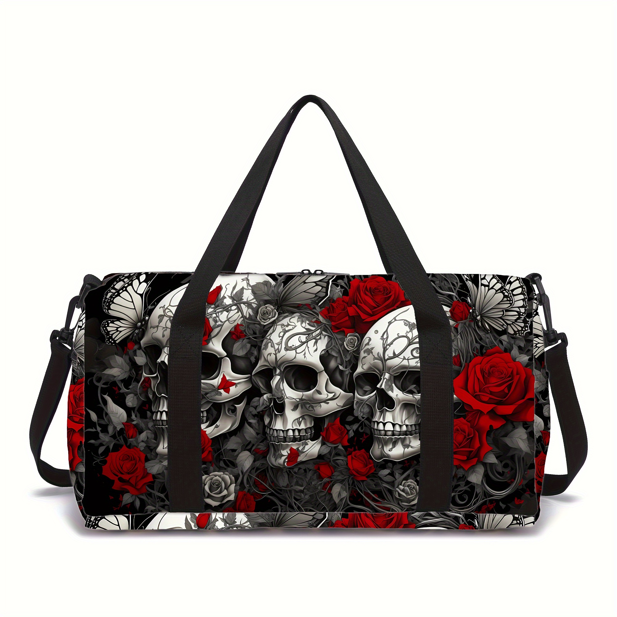 The Printed Pattern Combining Mandala And Skull Flower Is Lightweight And Compact, Suitable For Travel Bags, Fitness Bags, Trendy Outdoor Luggage Bags For Men And Women, And Sports Yoga Bags