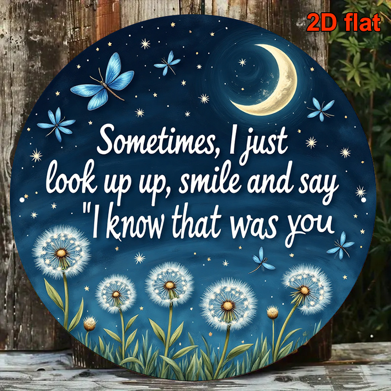 TEMU 2d Flat, 1pc Wooden Memorial Plaque "'s You" - Vintage Round Wall-mounted Suitable For Gardens, Cemeteries & Living Rooms, Wood With Dandelion,