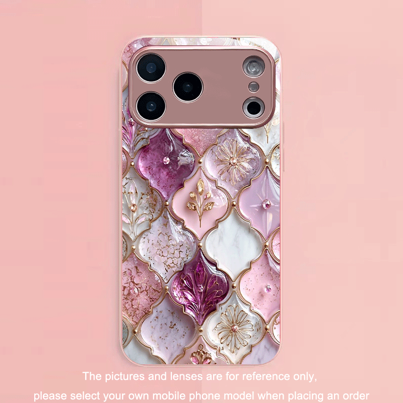 TEMU Phone Case - New Minimalist Style, Trendy, Easy, And Beautiful Couple's Protective Case With High-grade Colored Crystal Carving, Gemstone