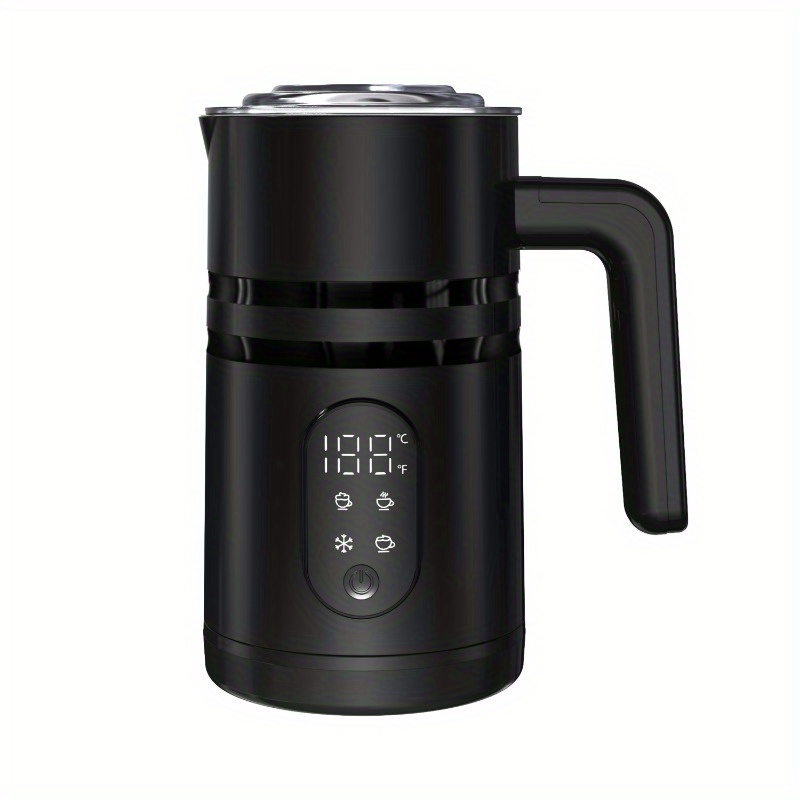 5-in-1 Electric Milk Frother &amp; Steamer with Temperature Display, Stainless Steel Automatic Foam Maker for Coffee, Latte, Cappuccino, Macchiato, Hot Chocolate - Warm &amp; Cold Functionality, Black, Milk Foam Maker, Barista Equipment, Modern Kitchenware, Robust Design