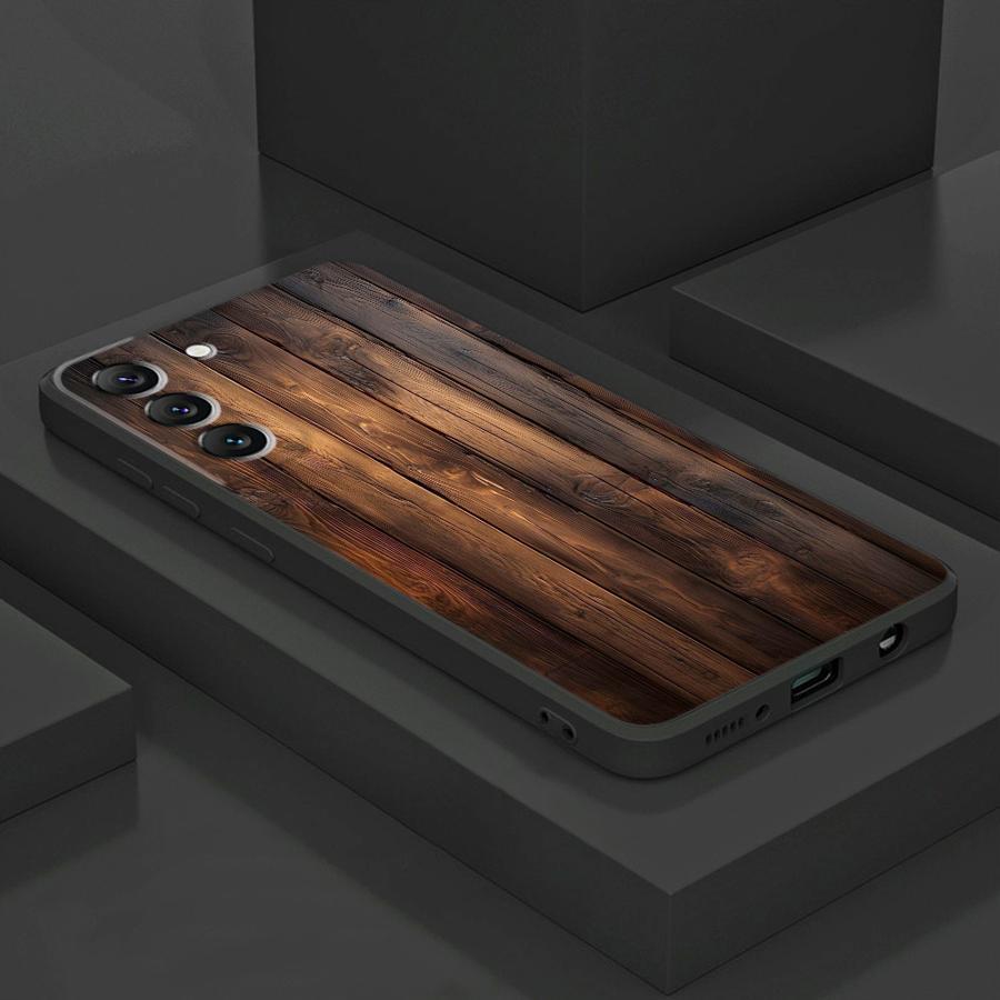 TEMU Phone Case For Galaxy S25 S24 Ultra S23 Plus S22 S21 S20 Fe Funda Protective High- Shockproof Cover Wood Grain Art Pattern