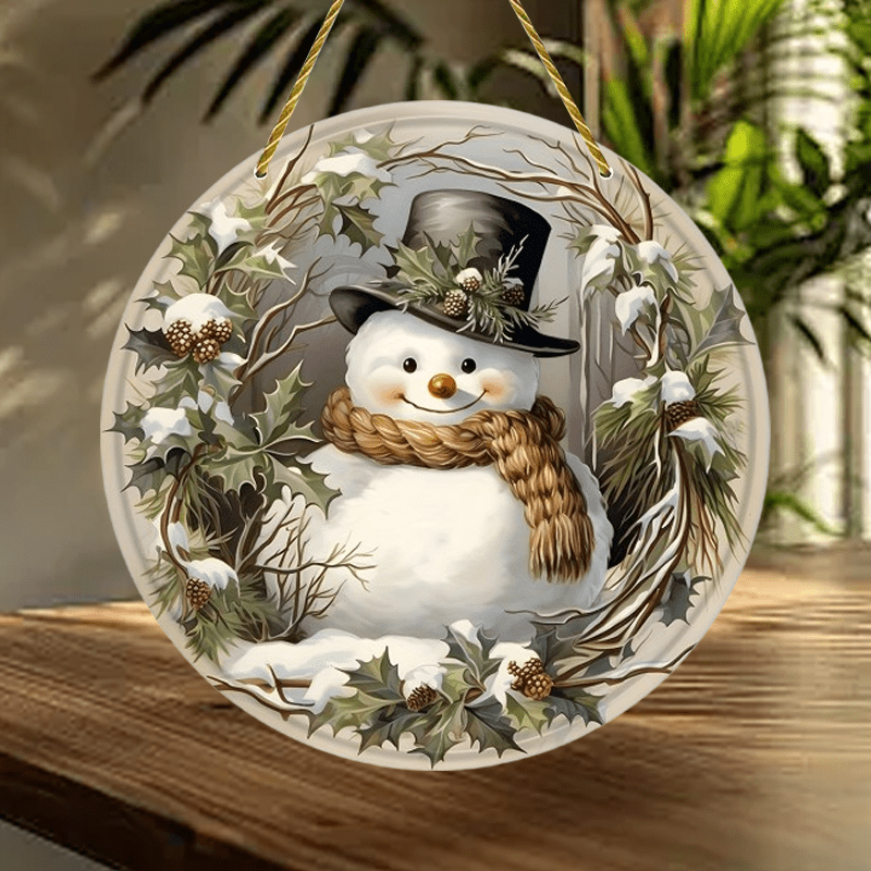 

1pc Snowman Round - Plaque , Unique Decorative Snowman Suitable For Any , Decoration Suitable For A Of