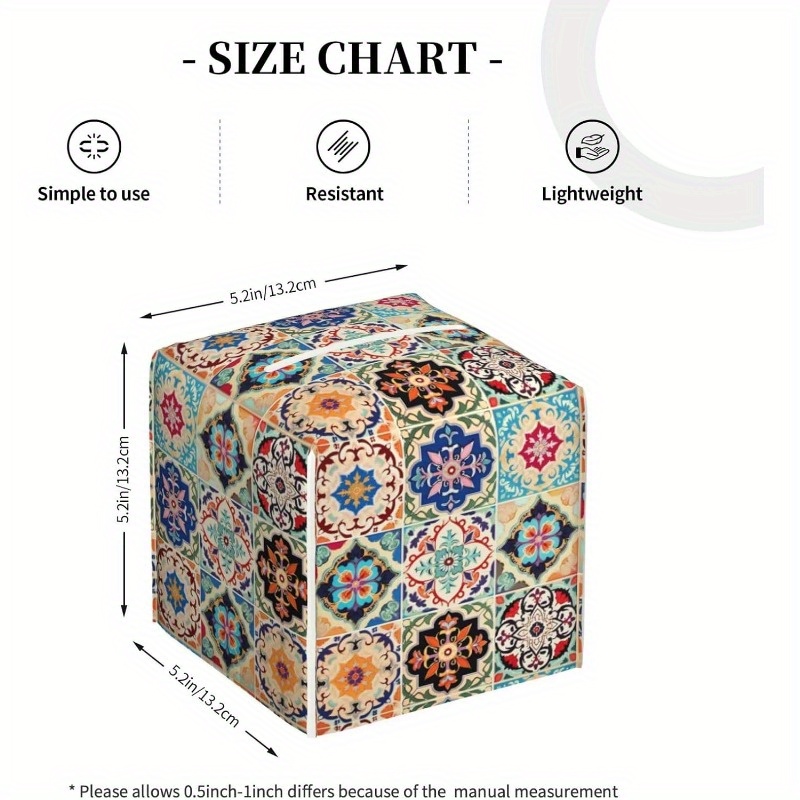 vintage ceramic tile tissue box cover ethnic     durable stylish organizer for office kitchen car bathroom holds   tissues easy   decorative facial paper dispenser bathroom organizers and storage kitchen accessory   smooth texture   Product details 3