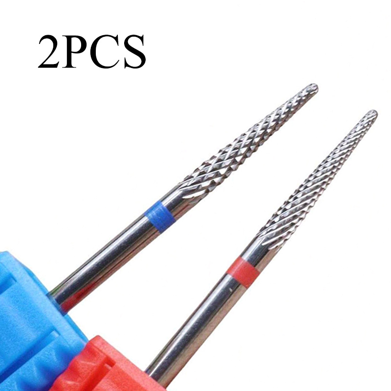 Mix 2pcs 3/32'' Shank Size Professional Nail Drill Bits For Manicure, Pedicure, Cuticle Care And Gel Polish Removal Suitable For For Home And Salon Applications