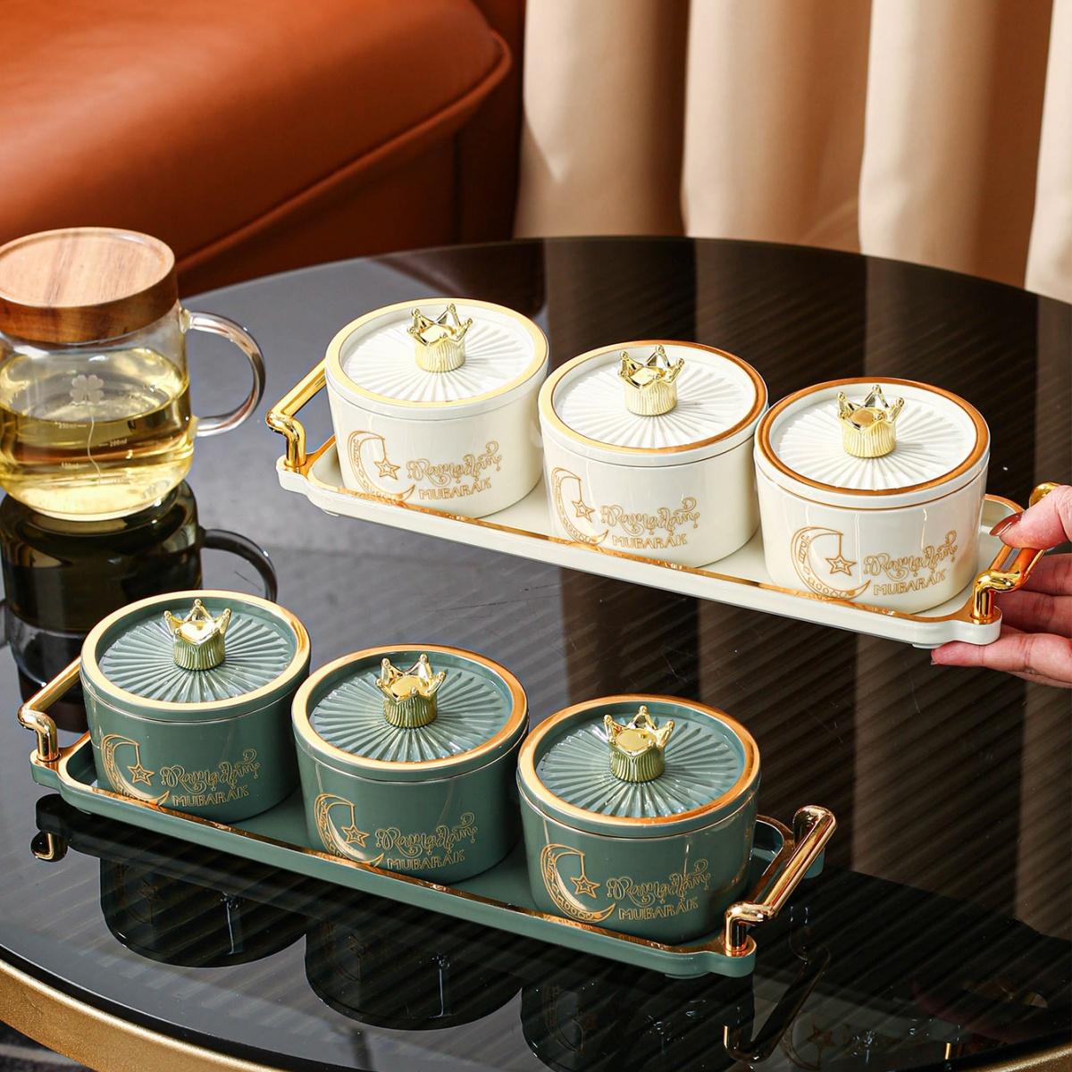 4pcs Set of 3 Jars and 1 Tray: , Star, Moon, and Lantern Plastic Spice Jars with Holders. Christmas Decorations for Home, Stocking Stuffers. Ideal for Home, Dining Room, Living Room, Kitchen Storage. Spice Containers, Food Storage Jars, Sugar Jars