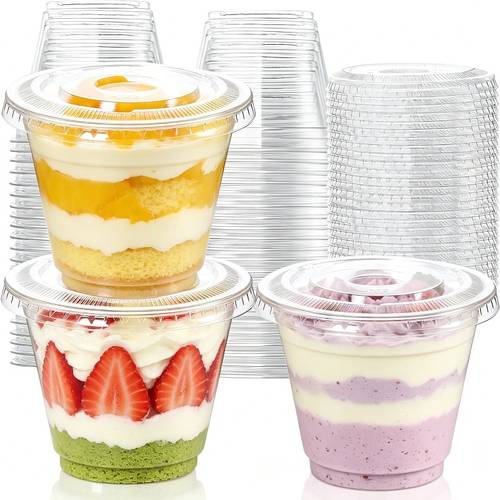 40pcs set 20 cups 20 lids 9oz cream cups ideal for serving pudding mousse tiramisu fruit parfaits and yogurt bowls coffee shops and dessert bars great for bridal showers birthday dessert tables and catering events