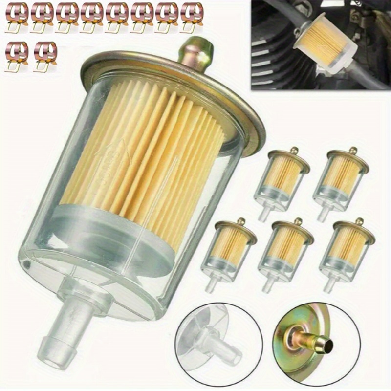 TEMU 5 Universal Fuel Filters For Industrial Tractors, Cars, Trucks, Motorcycles, Gas Engines, Inline Gas , Suitable For Car And Truck Engines