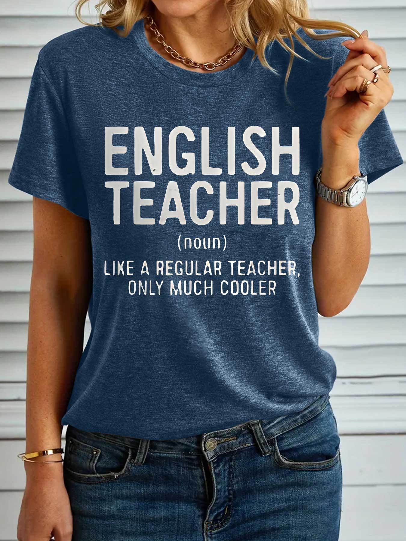 lightweight design   teacher short sleeve t shirt   casual attire spring   lightweight and comfortable ideal for teachers casual summer wear   graphic tee glossy fabric shirt