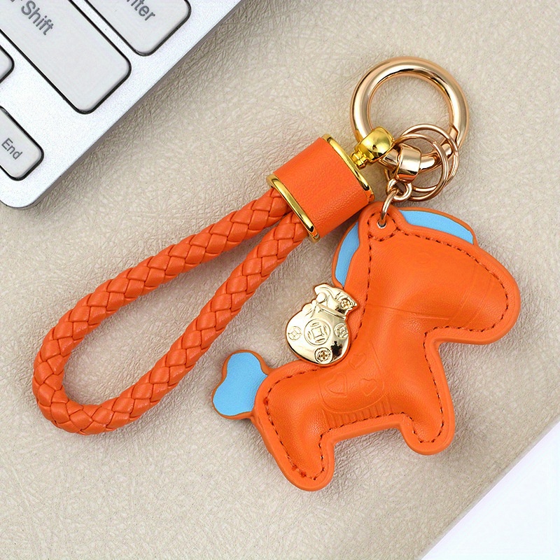 Pu Leather Braided Rope Ornaments Rich Keychain Cute Schoolbag Car Key Chain Handbag Pendant