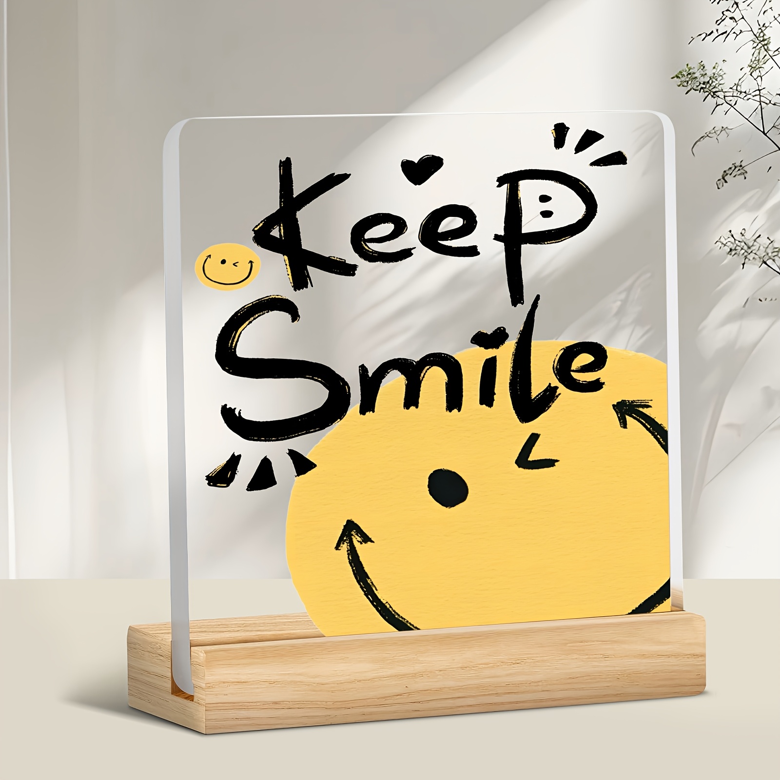 TEMU 2d Flat, Positive Energy Inspirational Ornaments-smile Style Desktop Decorations For Desks, Shelves Or -easter/thanksgiving Gifts, Home Office