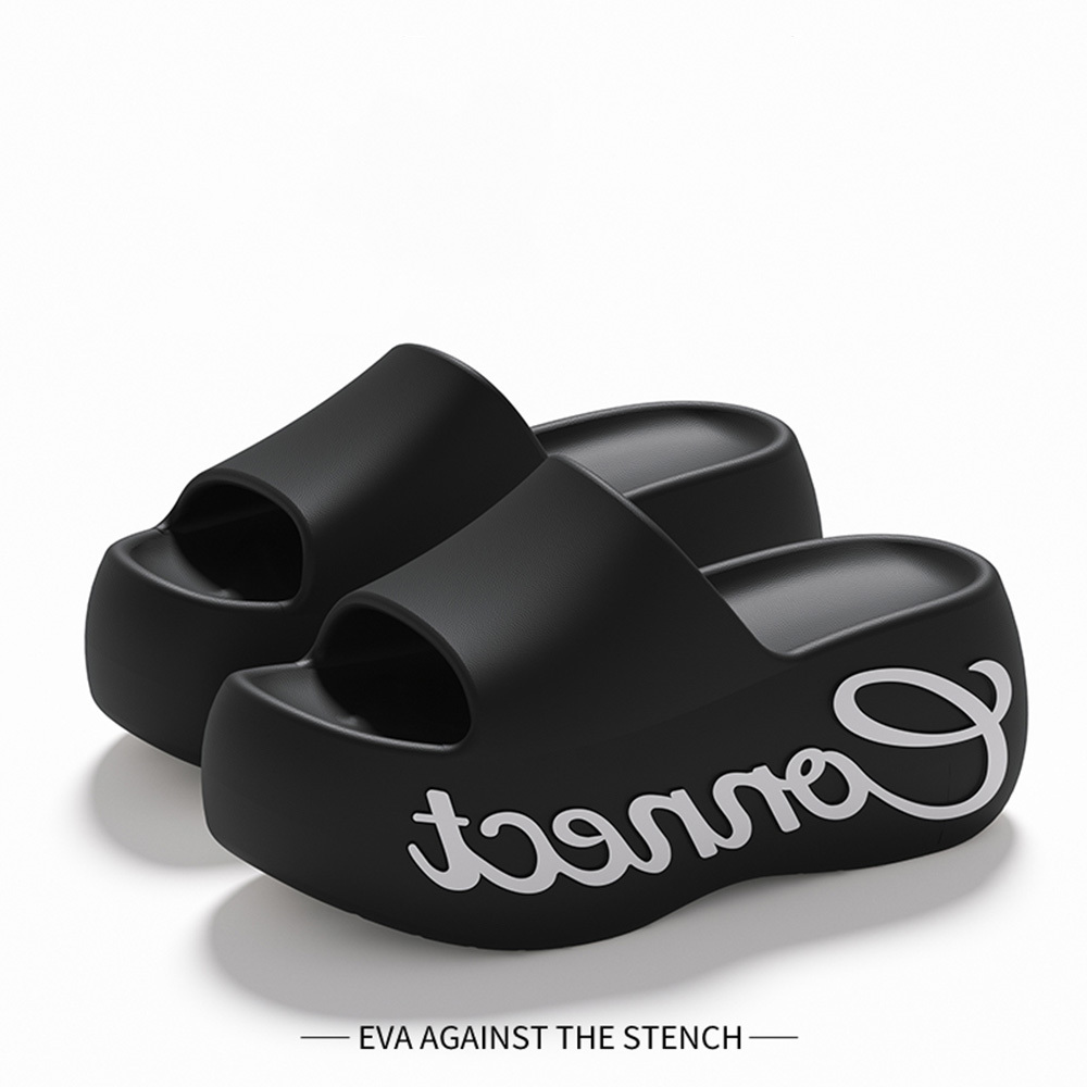TEMU Women's Platform Slide Sandals - 3d Letter Decor Open Toe Thick Sole Eva Slides, Comfy Cloud Slippers, Summer Shoes For Beach, Vacation & Daily