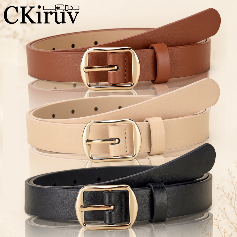 TEMU 3pcs Women's Belts Set, Black Beige Brown Adjustable Pu Waist Belts, 3cm Wide 105cm Classic Golden Belts For Jeans, Dresses, Pants, Casual