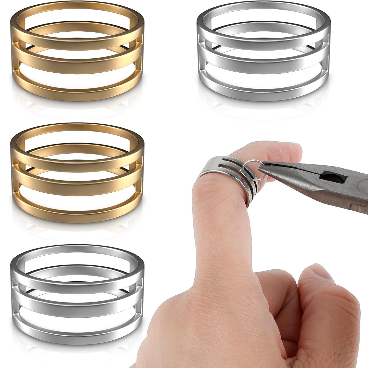 TEMU 4 piezas Herramienta de de anillos de Acero inoxidable Abrebotellas Dividido Anillo Eléctrico Adecuado para Joyeros Proyectos de manualidades